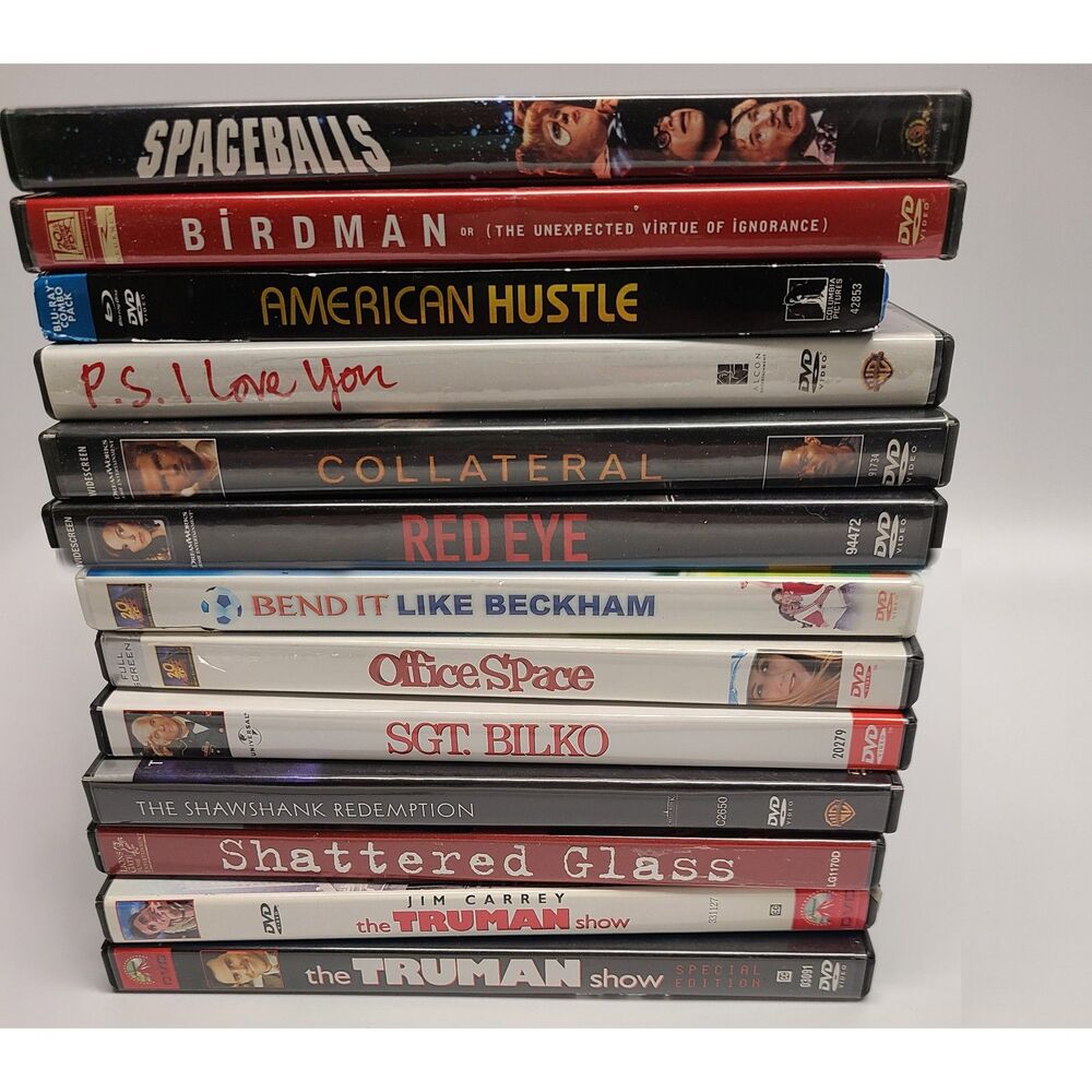 Large 13 Movie DVD & Blu-ray Bundle Lot Spaceballs Shawshank Truman Show